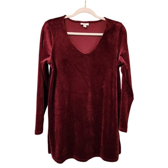 J. Jill Tops - Pure Jill Velvety V-Neck Burgundy Top Size Medium Petite